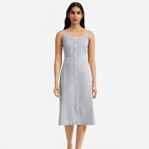Everlane cotton weave tank dress, navy stripes size 14